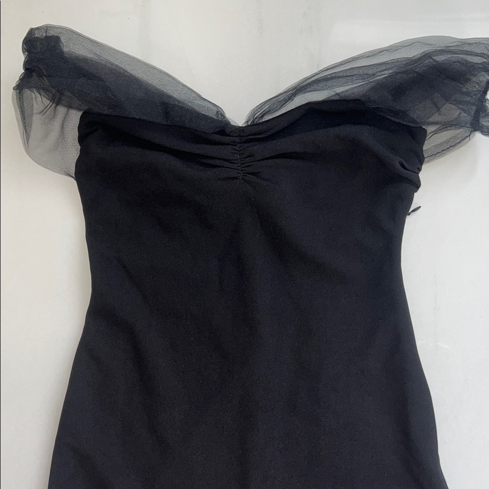 NEW Lucy in the Sky Tulle Off the Shoulder Sleeve Maxi Dress in Black Size S - Picture 3 of 6